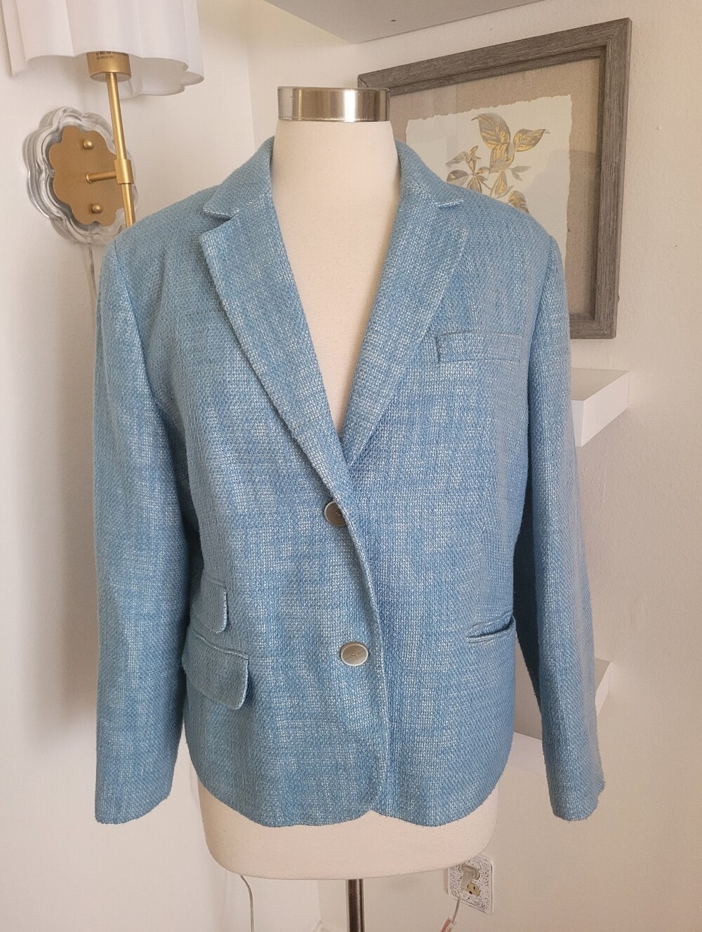 Talbot's Light Blue Women's Blazer JCket Cotton Linen 16
